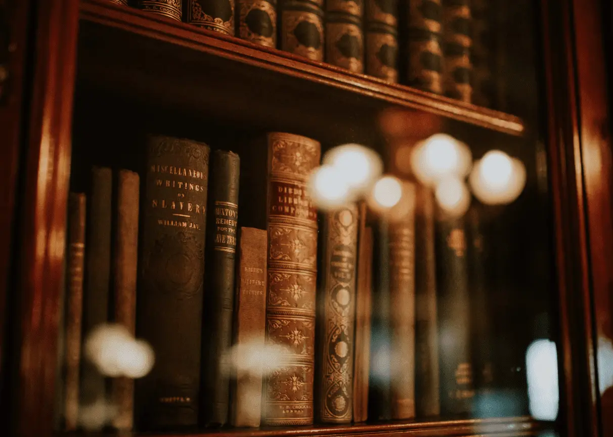 Vintage Books on a shelf at a library